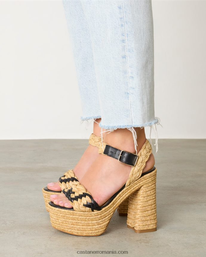 Castaner AGNES/133 Femei NATURAL/NEGRU 6P2L48195